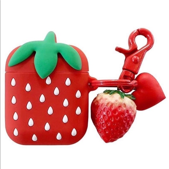 STRAWBERRY AirPods Case with Charm Keychain - Picture 3 of 6
